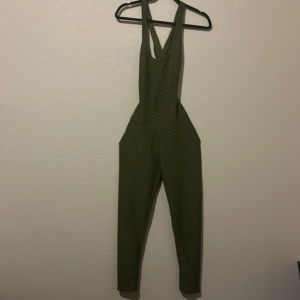 Olive Green Honeycomb Jumpsuit